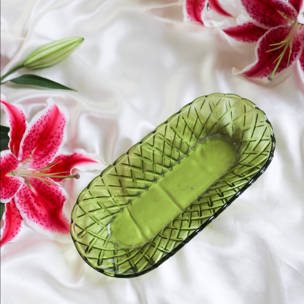 Vintage Green Diamond Dish